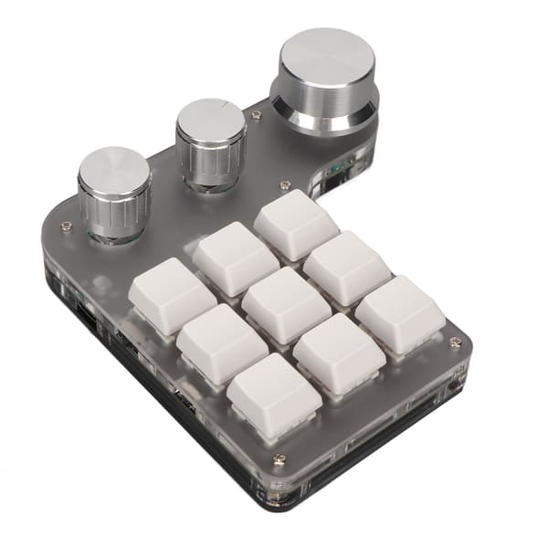 Mini Programmerbart RGB-tastatur 9 Taster 3 Hjul Tilpasset Makrotastatur for Dataspill Hvit