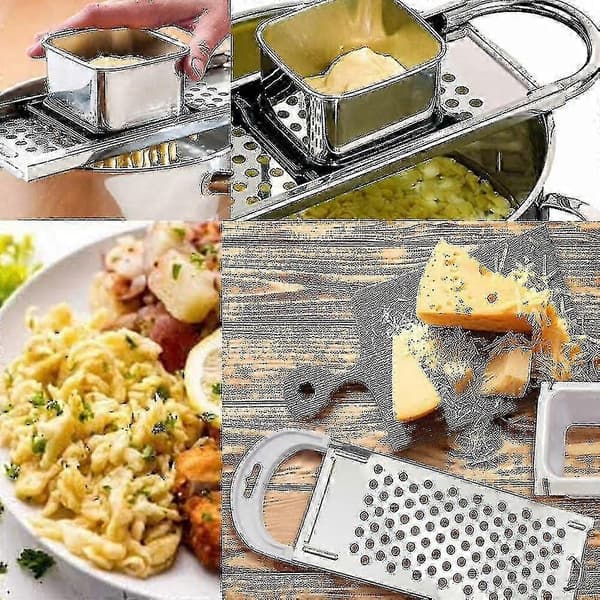 Spaetzle-maker i premium rustfritt stål med komfortabelt grep - Tradisjonell tysk eggnodelmaker White