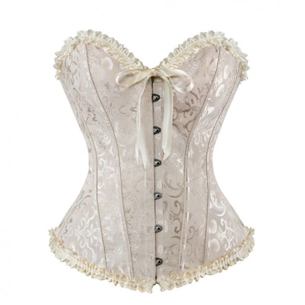 Kvinners Blonderingkorsett Elegant Bryst Midje Shapewear Court Style Shaper med Stropper Detalj apricot M