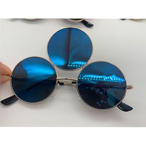 2023 Nye Third Eye Runde Solbriller Kvinner/Herre Reflekterende Speilvendte Svarte Holiday Solbriller Tre linser Eyewear Shades Uv400 blue