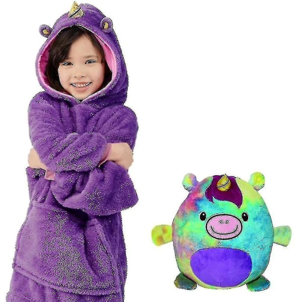 Mjuka Barn Pojke Husdjur Nalle Nattkläder Varm Luvtröja Filt Sweatshirt D Purple