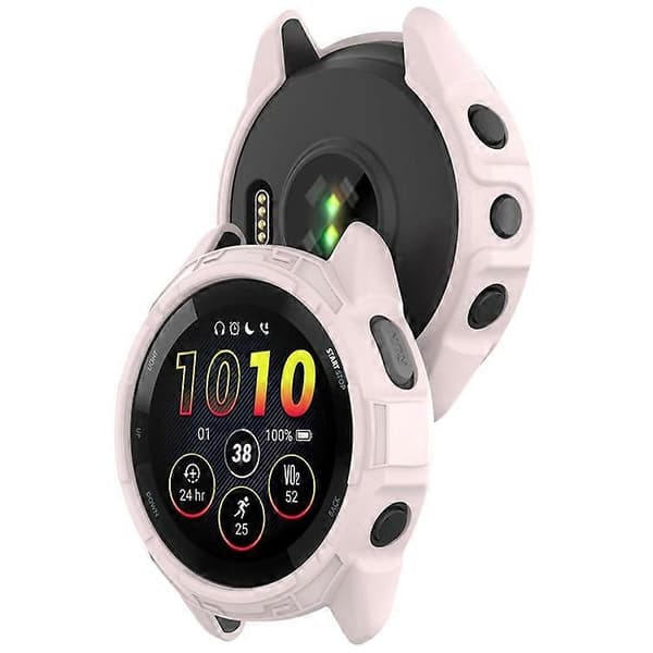 Kompatibel med Garmin Forerunner 265S urkasse Hul rustning Quick Release Blød TPU urcover LightPink