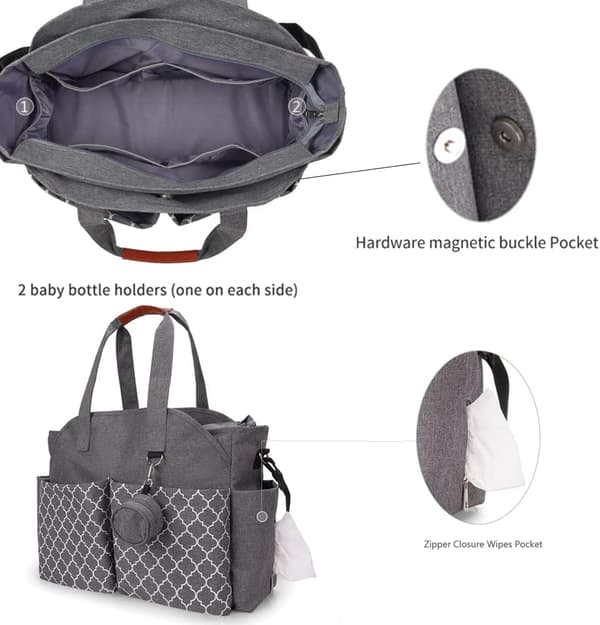 (Black) Baby Nappy Changing Bag Tote Diaper Bag Backpack with Shou