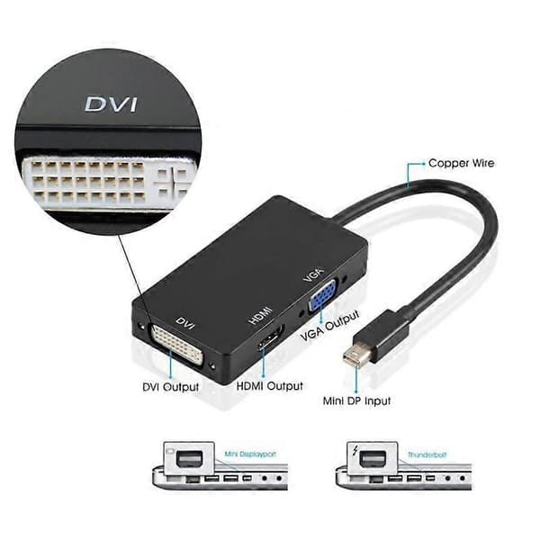 Mini Display Port Kompatibel med til VGA DVI Adapter