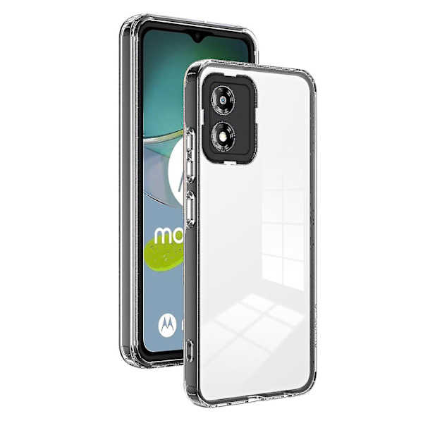 Til Motorola Moto E13 4g 3-i-1 Gennemsigtigt Cover Kamerabeskyttelse Tpu + PC Stødsikkert Etui Black