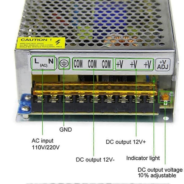 DC 12V 20A 240W Strømforsyningstransformator Switch AC 110V / 220V til DC 12V 20Amp Switching Adapter Co As Shown
