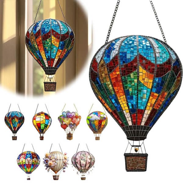 Solar-powered hot air balloon garden light with flame effect, acrylic hanging solar light G 1 pc