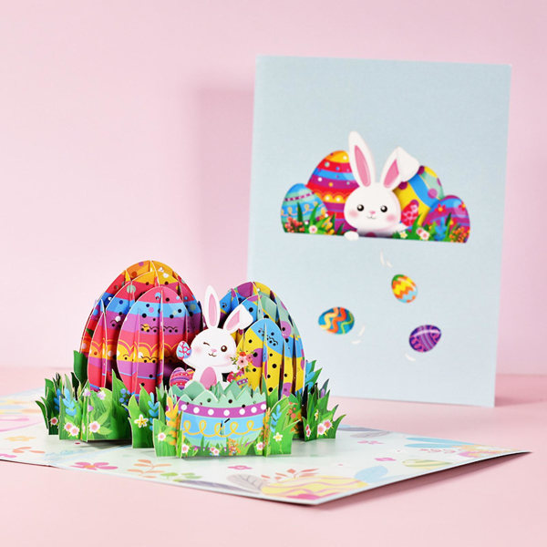 Kreativ 3D-effekt gratulasjonskort påskestil festlig berøringspapir feriekort til fest Baby Blue