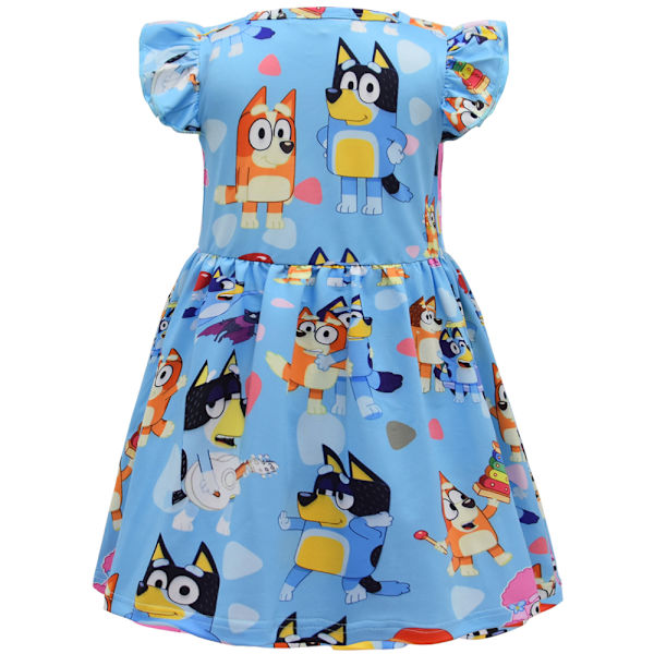 Lasten tyttöjen Bluey-koiran ystävien puvumekko Pliseerattu hame Prinsessapukujuhlat Lahjat Sininen Blue 120cm