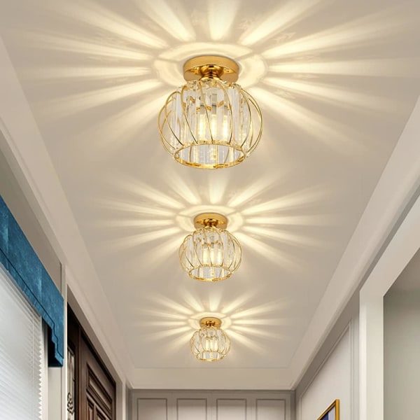 Moderne Krystall Taklampe, E27 LED Taklampe, Mini Krystall Gulvlampe for Kjøkken Campingrom Inngang, Soverom (A) [Energiklasse A+++]
