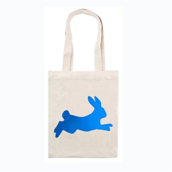 Påskekurv Holiday Kanin Bunny Printed Canvas Gift Carry Eggs Candy Bag Blue