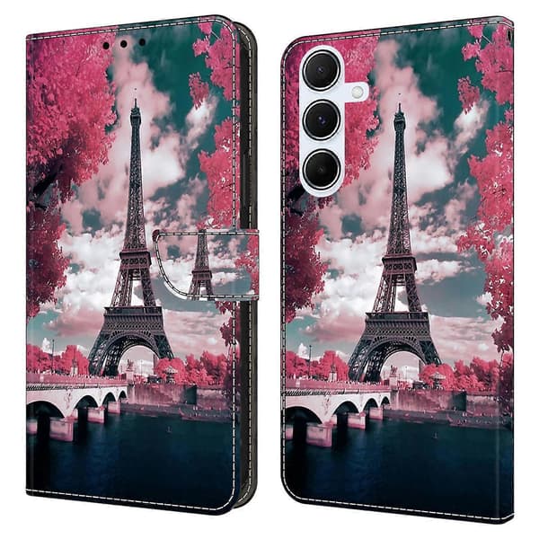 För Samsung Galaxy A56 5G Plånboksfodral Mönstertryck Stativ Läder Flip Telefonfodral Multicolor Eiffel Tower