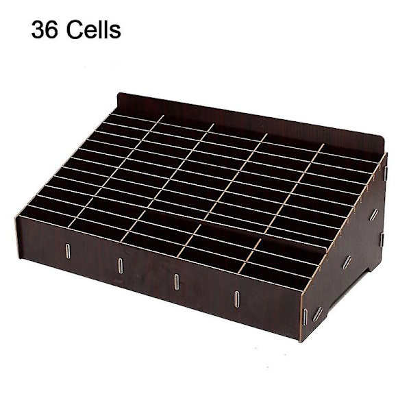 Træblyantsholder Enkel Blyantsæske Multi Pen Organizer Opbevaring til Skrivebord Skole Kontor Klasseværelse Walnut 12 cells