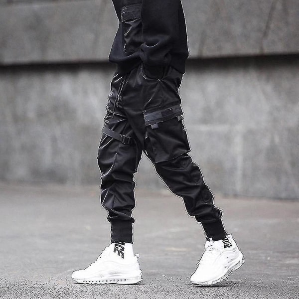 Men Hip Hop, Ribbons, Pocket Cargo Trousers Pants