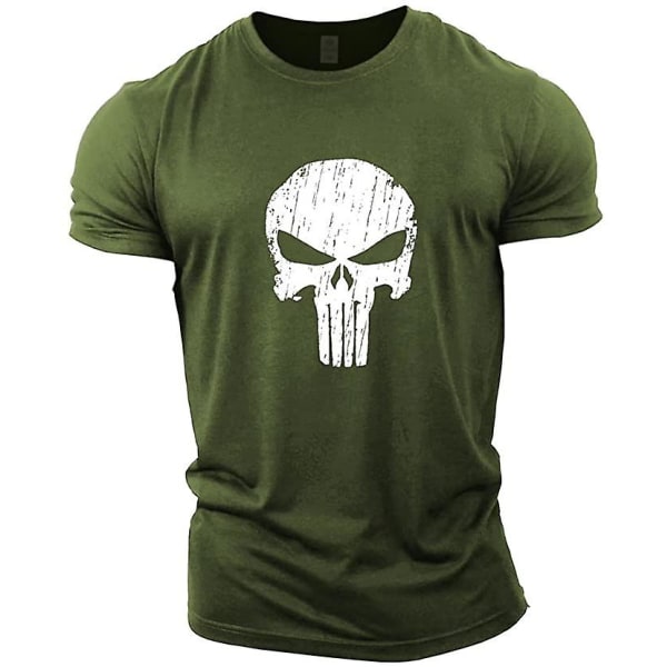 Punisher Skull Bodybuilding Top Green S