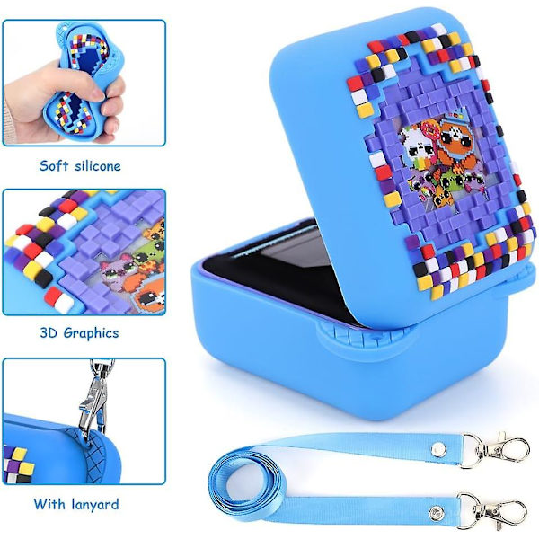 Silikone Cover Case til Bitzee Digitalt Kæledyr Interaktivt Virtuelt Legetøj, Beskyttende Hud Sleeve til Bitzee Virtuelle Elektroniske Kæledyr Tilbehør Blue