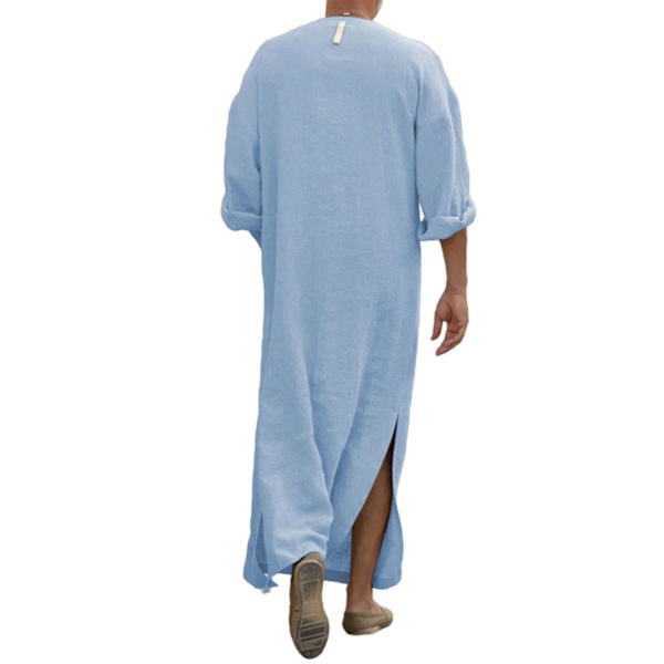 Miesten Arabiallinen Muslimi Pitkä Kaftan Vaate Casual Lähi-idän Islamilainen Thobe Kaftan Robes Blue XL