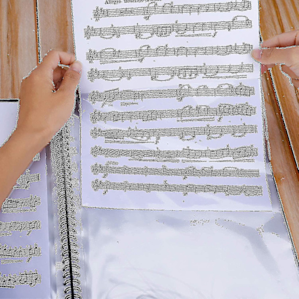 Musikkmappe for noter, A4-papir, dokumenter, oppbevaring, 30 lommer, nøkkel