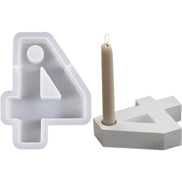 1-4 Talform, DIY Silikoneform, 3D Håndlavede Lysestageforme, Gipsform, Lysestageform Number 4