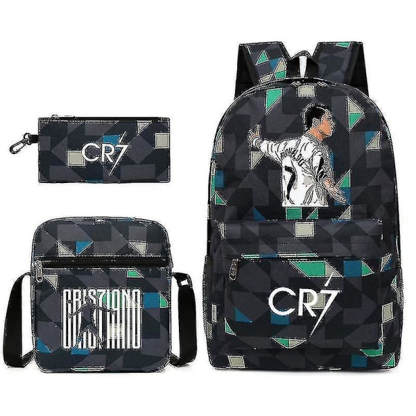 Fodboldstjerne C Ronaldo CR7 trykt rygsæk til skolebrug - tredelt sæt Rhombe 3 Shoulder bag shoulder bag