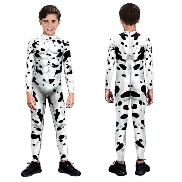 Dalmatiner Cosplay Kostym för Vuxna Barn Djur Jumpsuit Halloween Förklädnad Karneval Kostym 140 cm