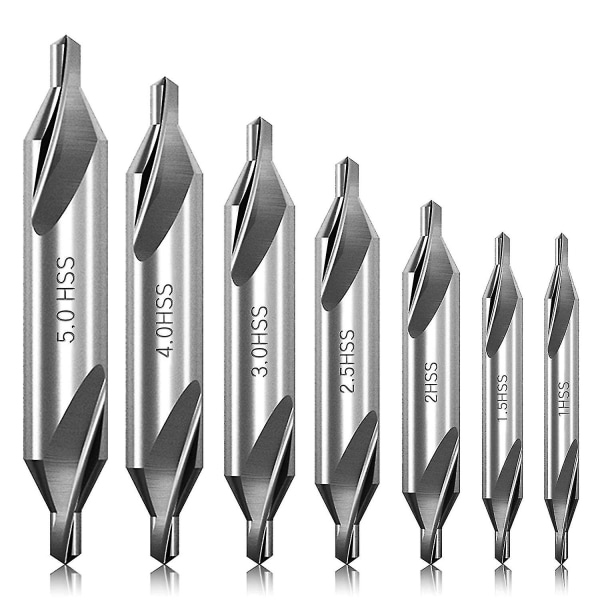 New product 7 Pcs Center Drill Bits Set 60-degree Angle Center Drill Bits Kit Countersink Tools For Lathe Metal