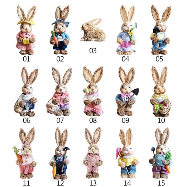 Søt Halmkanin Påskepynt Hjem Hage Bryllup Ornament 6