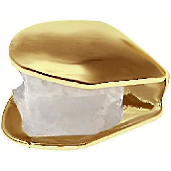 2 stycken 14k förgyllda munntänder, tänder släta, övre tand enkel grillkåpa för tänder mun, festtillbehör tandgrillar (färg: guld)