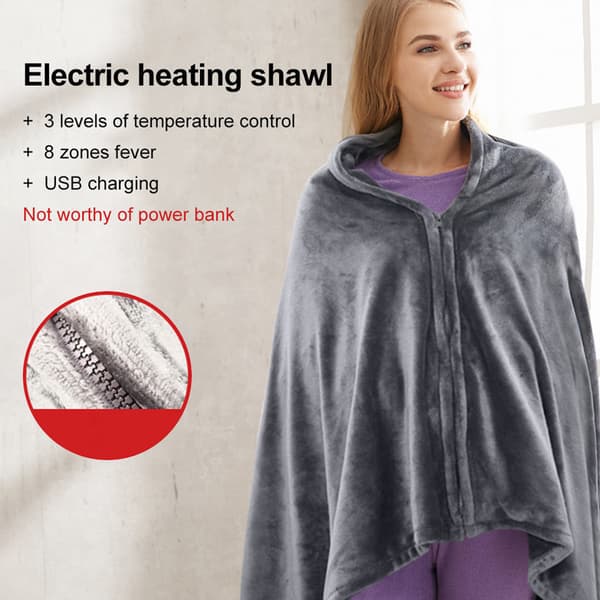 Electric Heating Blanket 5V USB Powered 3 Levels Adjustable Fast Heating 150x85cm Heating Throw for Office Grey