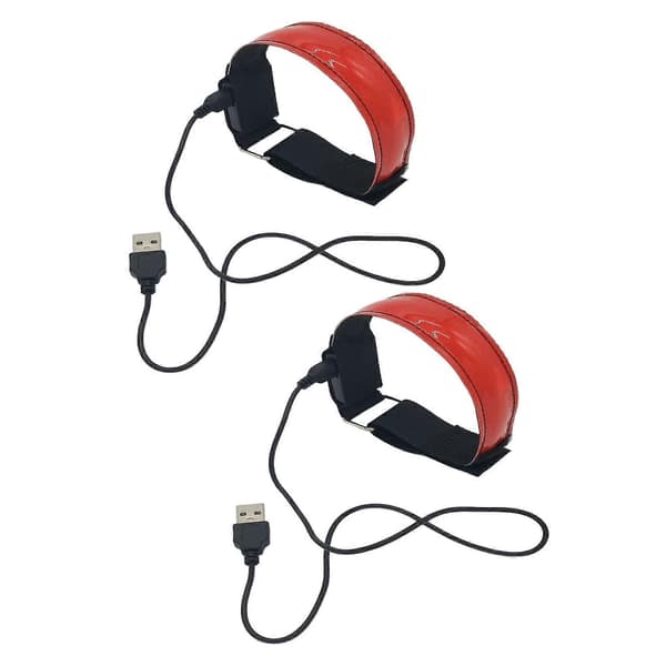 2x Oppladbare LED-lys Armbånd Høy Synlighet for Voksne Løping Red