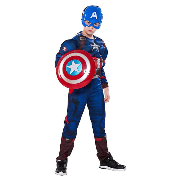 Barn Captain America Muskel Kostume Superhelt Captain America Cosplay Kostume Skjold Halloween Karneval Kostumer Til Børn height 125-135cm