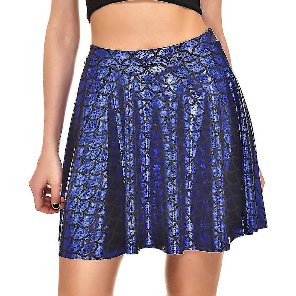 Sjöjungfruskjort - Glittrande, Fladdrande, Plisserad Minikjol Dark blue M