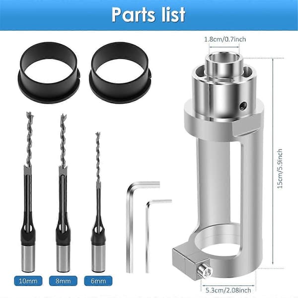 Firkantet hul borepatronadapter med bor, nottilbehør As shown