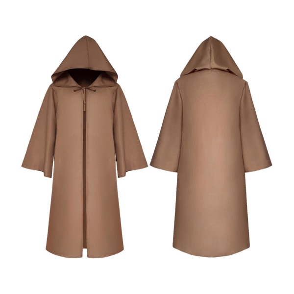 Halloween hættekappe Unisex Børn Børn Cape Rolle Cosplay Lang kappe Gotiske kostumer Outwear Solid middelalderkappe Halloween festrekvisit Coffee XL