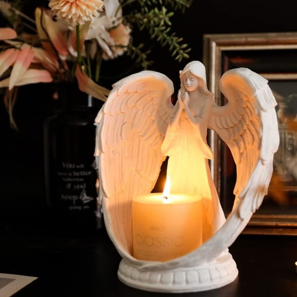 Hartsi enkelipatsas kynttilänjalka, rukoileva enkeli patsas, muodikas  teevaloteline, enkeli koriste 9b03 | Fyndiq