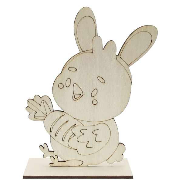 Puinen koristeellinen ihastuttava maalaamaton muna/kanin muotoinen työpöytä keskeneräinen puinen pääsiäisaskartelu lomatarvikkeet 7