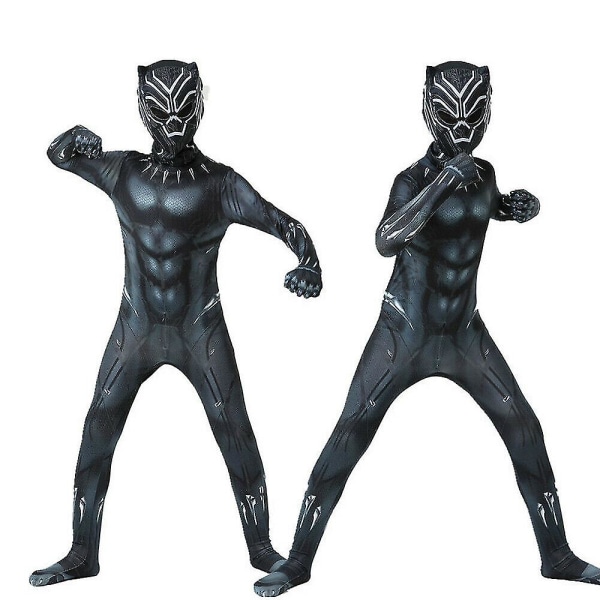 Børne drenge sort panter kostume 170cm