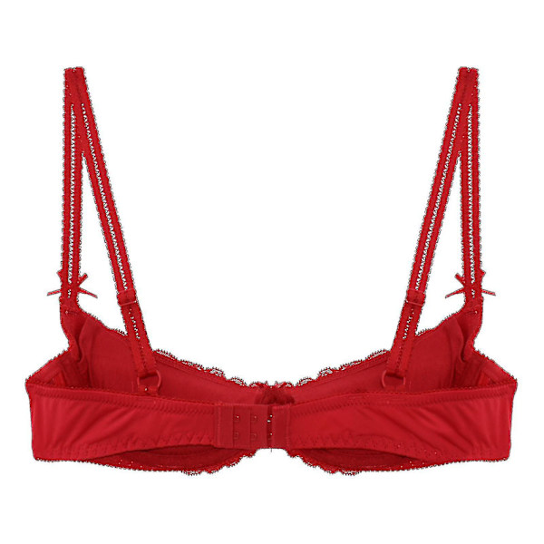 Dame 1/2 Kop Push Up Underwire Lace BH Lingeri Åben Brystkop BH Toppe Justerbar Rem Svampepolstret BH Undertøj Red  C S