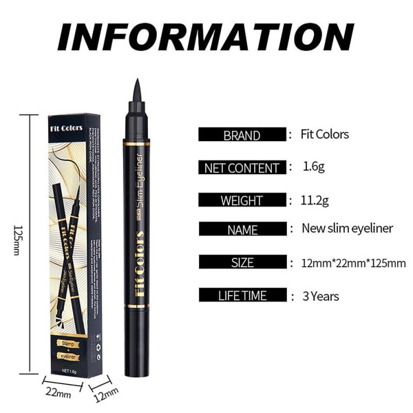 2 i 1 Eyeliner Cat Eye Stamp & Filt-tip Vanntett Eyeliner Pen Dual Ended Liquid Pen