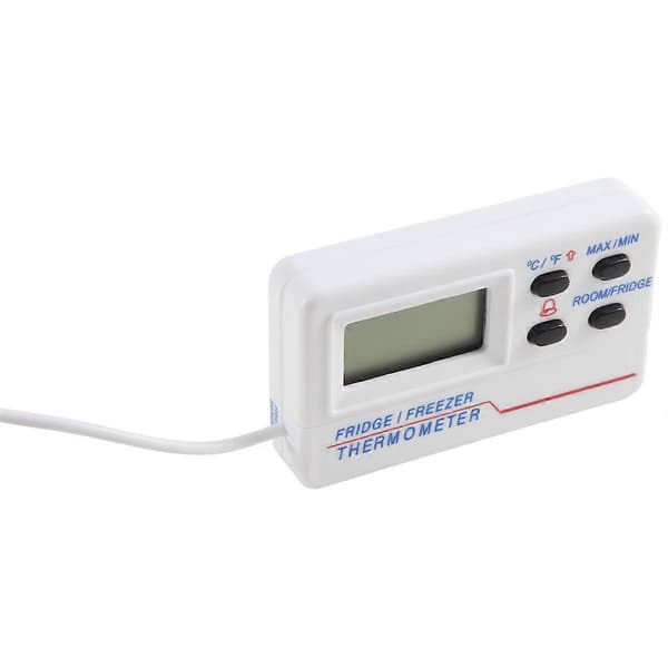 Frysertermometer Dobbelt Temperaturalarm Indendørs Digitalt Display Elektronisk Husholdningskøleskab White