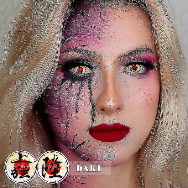 2kpl/pari Vuosipiilolinssit silmille Colorcon Cosmetics Cosplay Linssit Cosplay Makeup Anime Asusteet Värilliset linssit Kamado Nezuko Rose