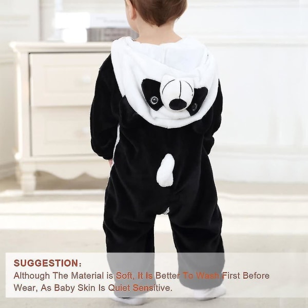 Unisex Baby Djurdräkt Vinter Höst Flanell Huvad Romper Cosplay Panda 100