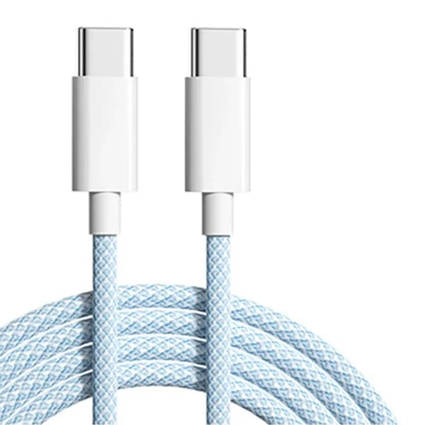 60W 6A USB Type C til Type C Kabel Datalinje til iPhone 15 16 Samsung Xiaomi Hurtigopladning USB C til C Kabel Type C Dataoplader Blå Blue 0.25m