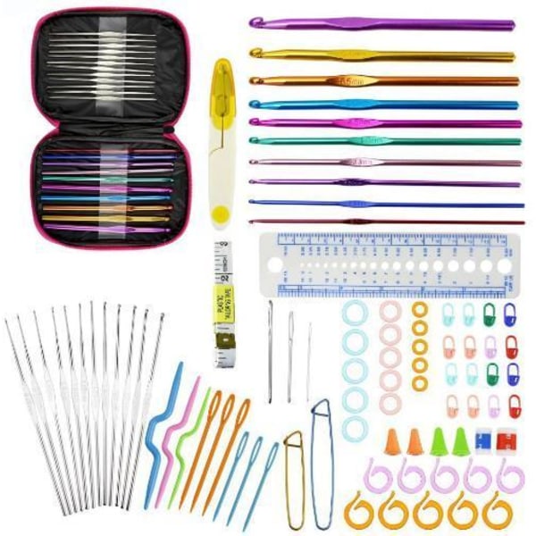 N109 - All in one set with 22 pcs. crochet hooks plus knitting markers, f