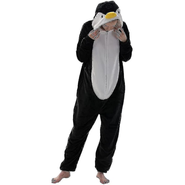 Snug Fit Unisex Vuxen Onesie Pyjamas Animal One Piece Halloween Kostym Sovkläder-r Penguin 9-10 years