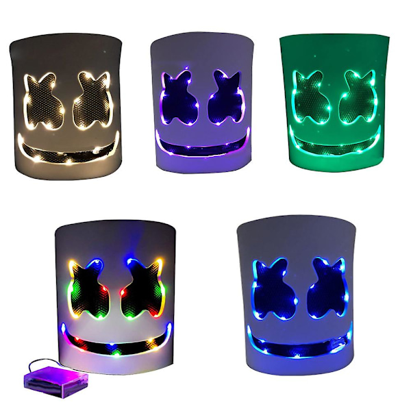 /#/Marshmello LED-mask DJ Cosplayhjälm Marshmello Kostym Mask Lig/#/