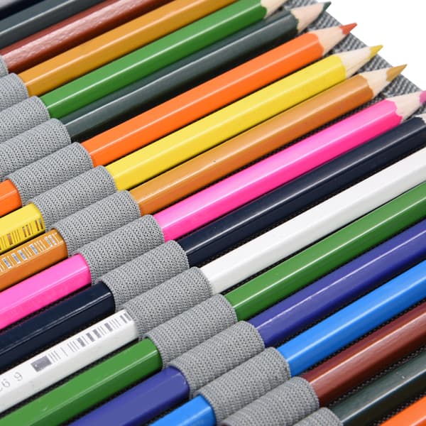 Pink PU Leather Large Capacity Pencil Case with Zipper and Long Handle