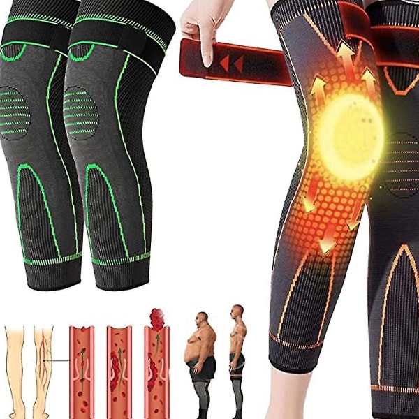 Knækompressionsærmer til formning af knæbeskyttere, bynke Akupressur Selvopvarmende støttebøjle til mænd, kvinder green XL