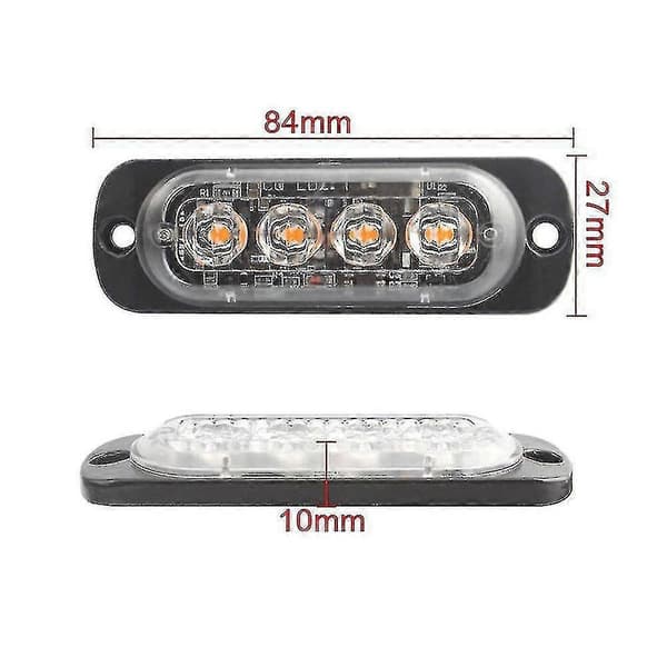 4 stk. 4led Stroboskoper 12v Strobelys 4 I 1 Bil Nødlys Beacon Nødblinklys ( [ege]