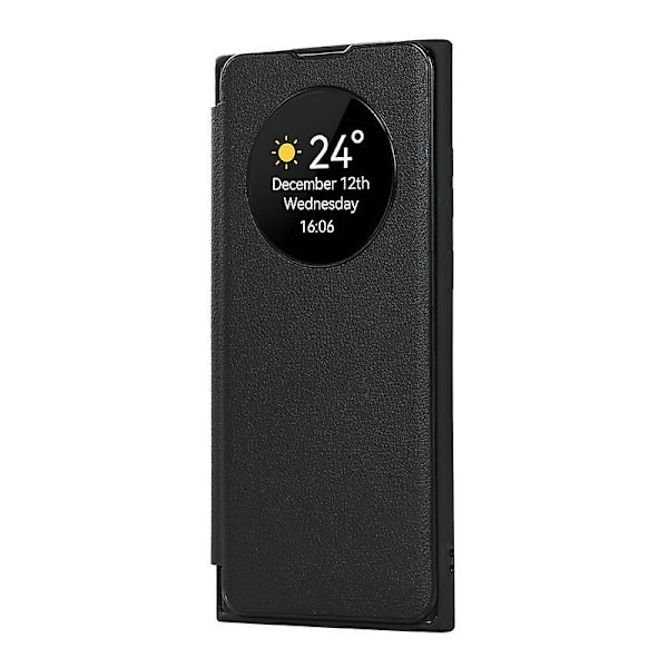 Smart Sleep/Wake Funktion Visningsfönster Premium Läder Flip Fodral Kompatibelt med Samsung Galaxy S24 Ultra/s24 Plus/24 med Kortplats Ställ Black S24 Plus